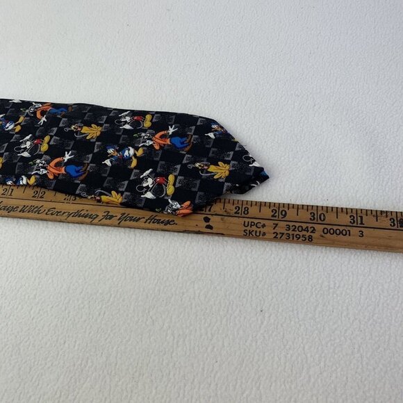 Mickey Unlimited Men's Necktie Tie Mickey Mouse Goofy Pluto Black Vintage - Picture 7 of 8